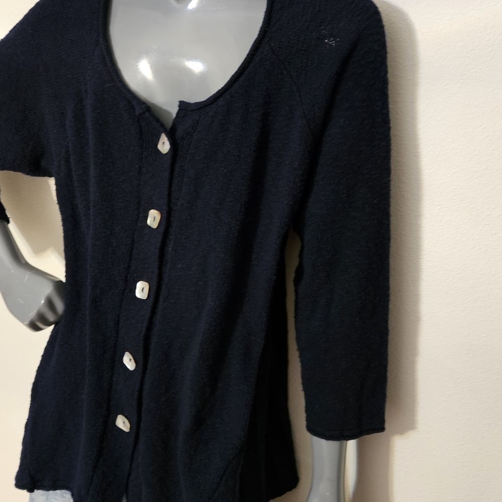 Sweater Loulou B. Textured cotton fit and flare Black Sz L - Picture 6 of 10